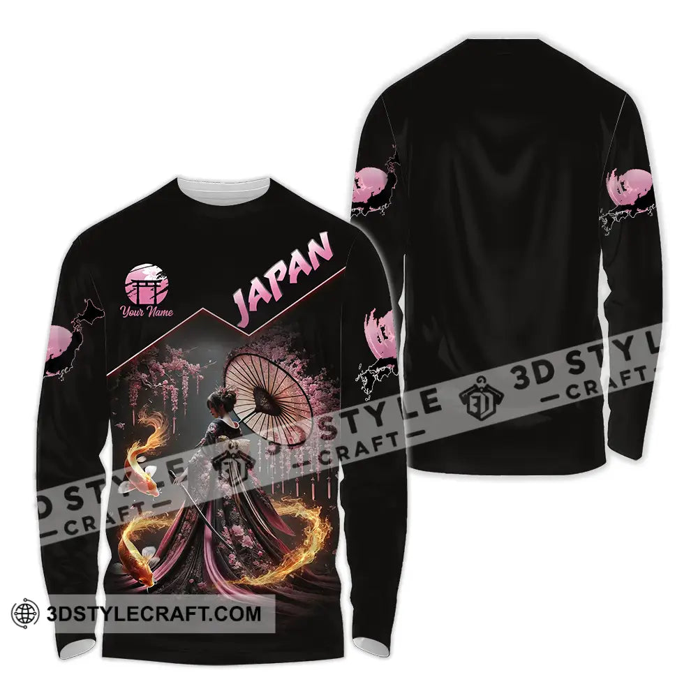 Unisex Shirt - Custom Text Japan Long Sleeve / S T-Shirt