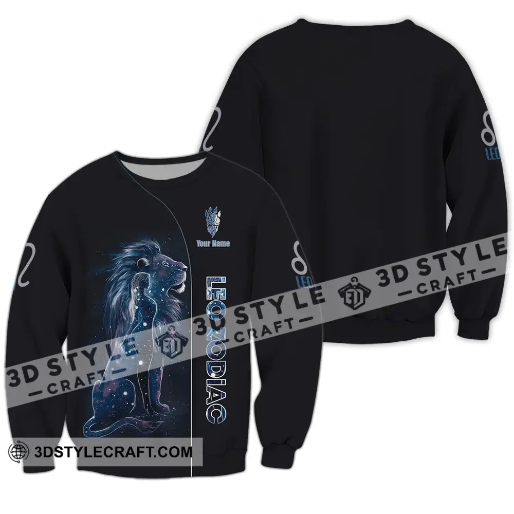 Unisex Shirt - Custom Text Leo Zodiac Long Sleeve / S T-Shirt