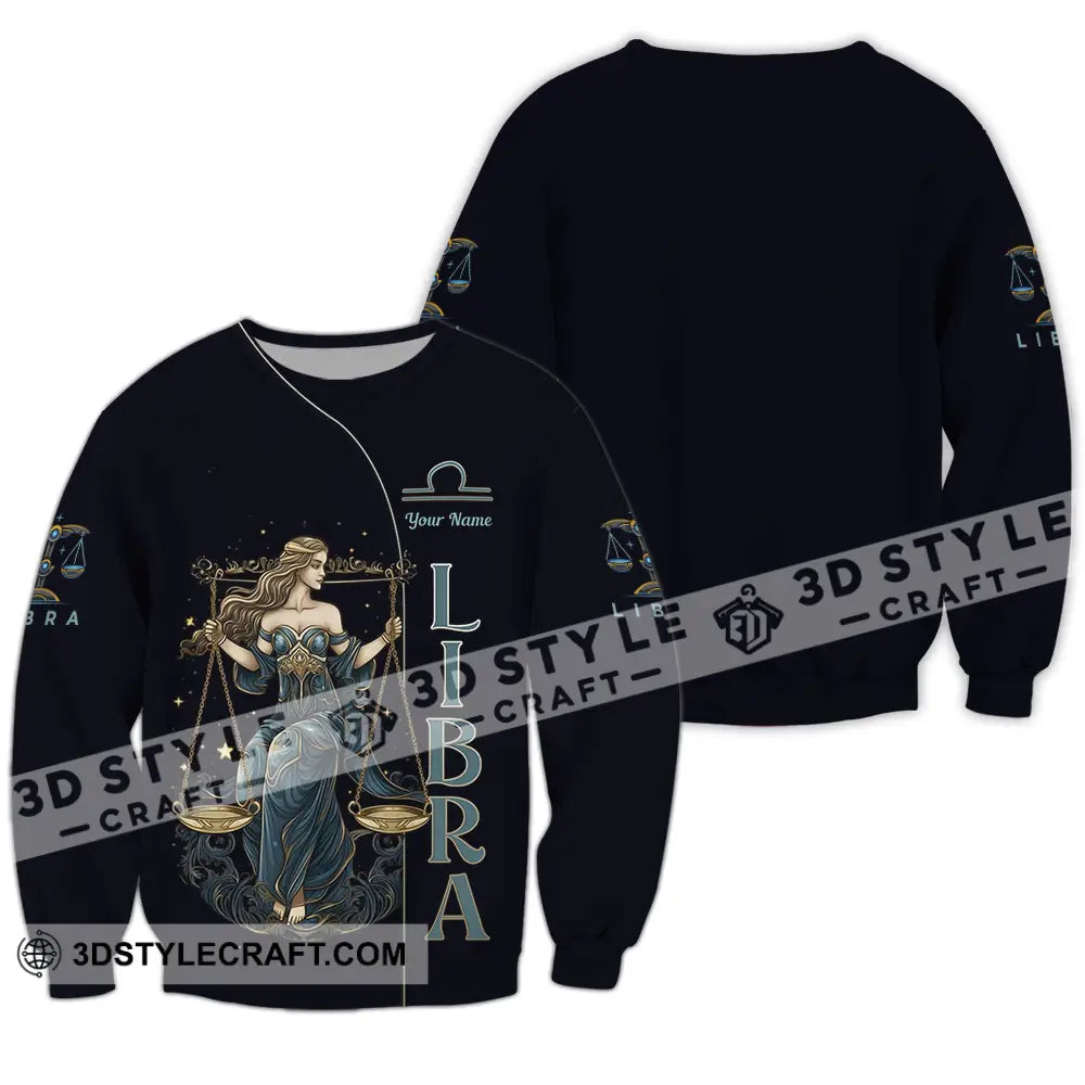 Unisex Shirt - Custom Text Libra Long Sleeve / S T-Shirt