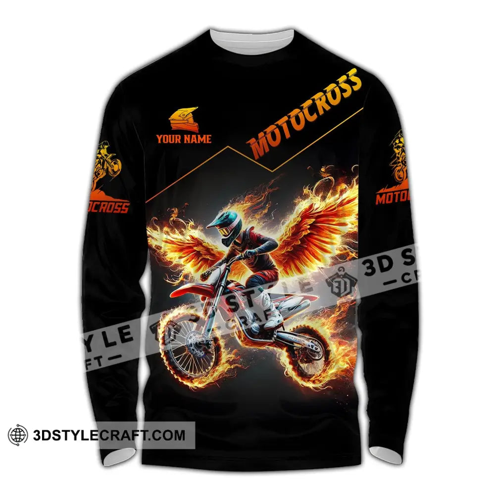 Unisex Shirt - Custom Text Motocross Long Sleeve / S T-Shirt