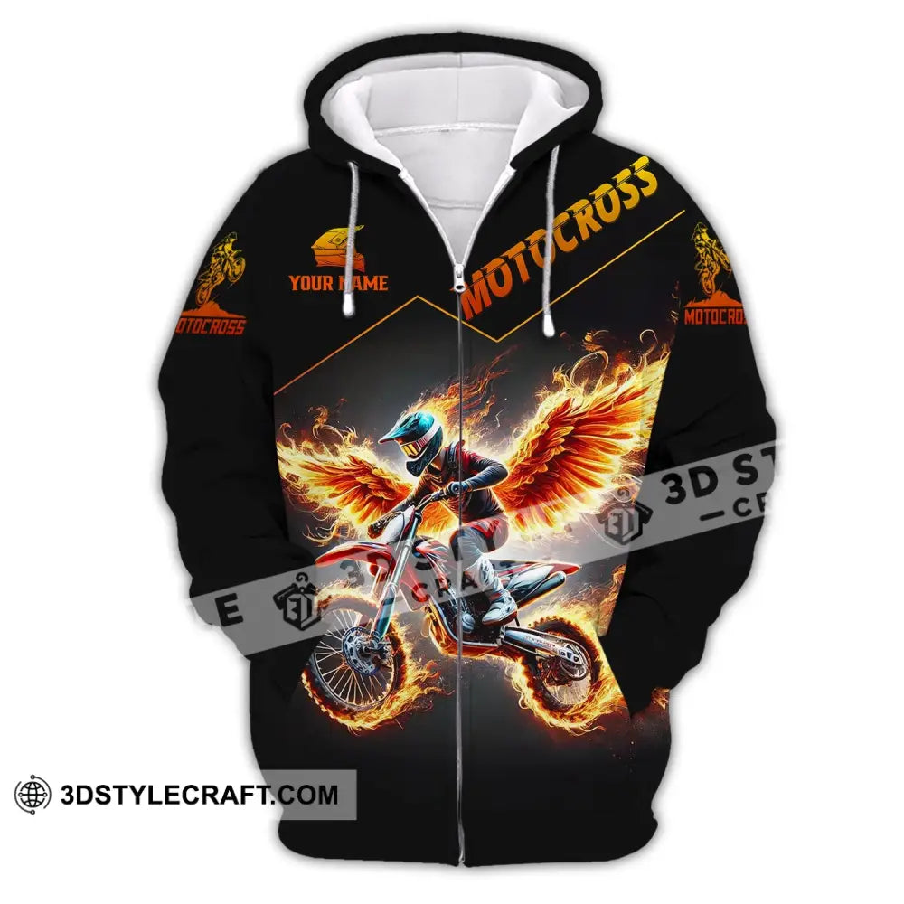 Unisex Shirt - Custom Text Motocross Zipper Hoodie / S T-Shirt