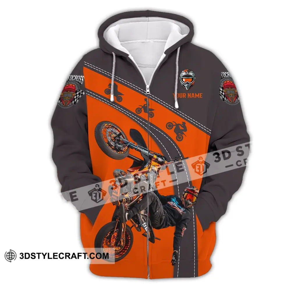 Unisex Shirt - Custom Text Motocross Zipper Hoodie / S T-Shirt