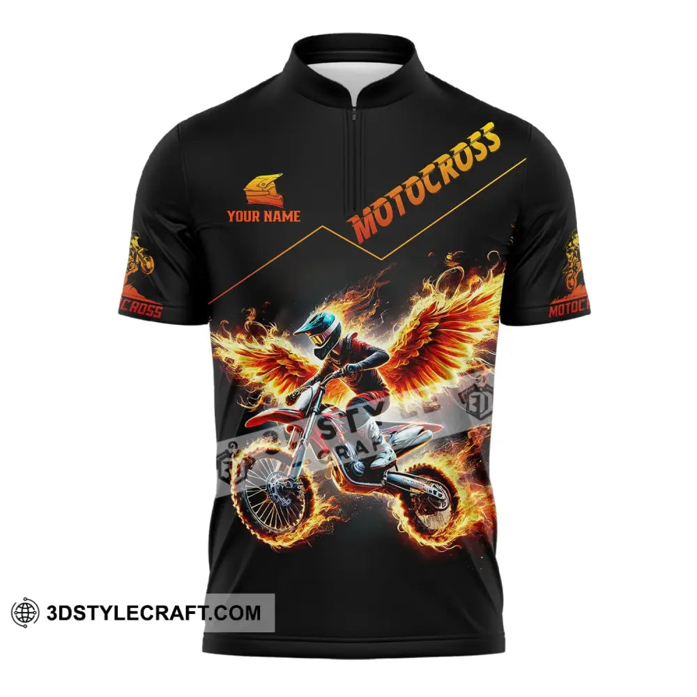 Unisex Shirt - Custom Text Motocross Zipper Polo / S T-Shirt