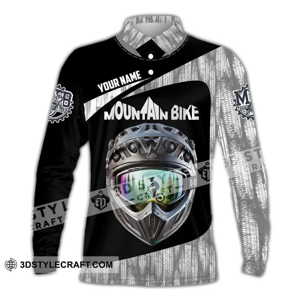 Unisex Shirt - Custom Text Mountain Bike Long Sleeve Polo / S T-Shirt