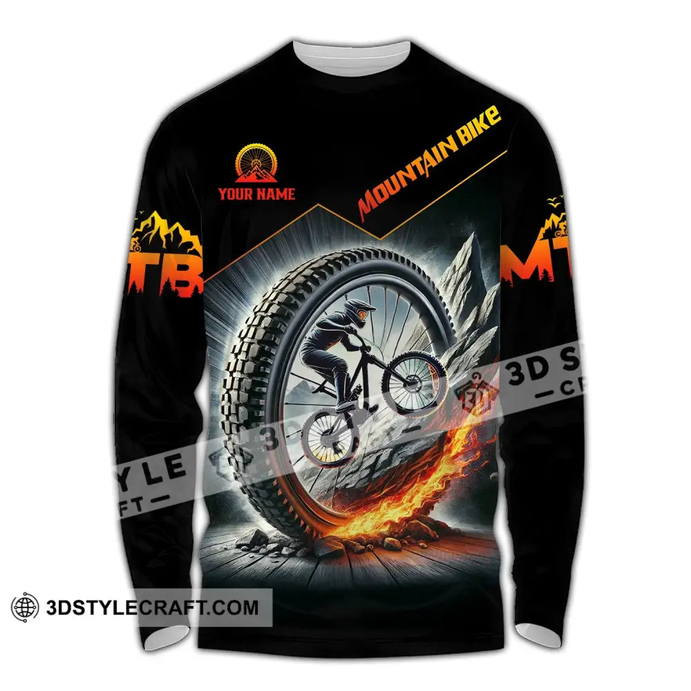 Unisex Shirt - Custom Text Mountain Bike Long Sleeve / S T-Shirt