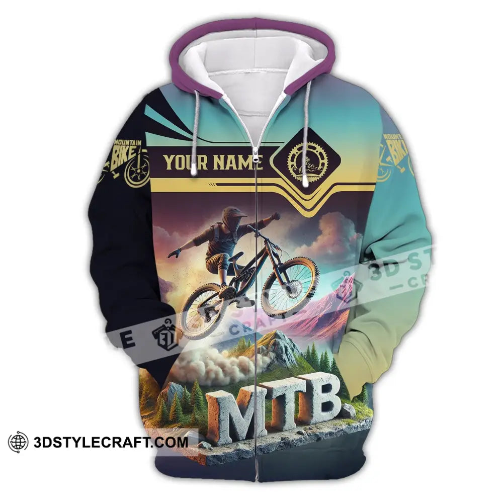 Unisex Shirt - Custom Text Mtb Zipper Hoodie / S T-Shirt