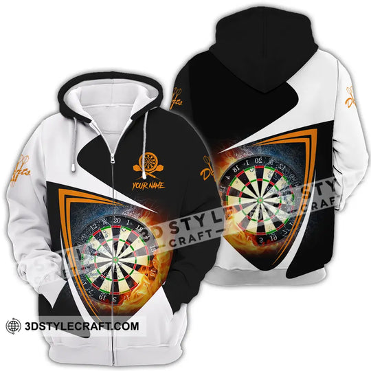 Unisex Shirt - Custom Text Orange Black And White Darts Sport Shirt style option 4