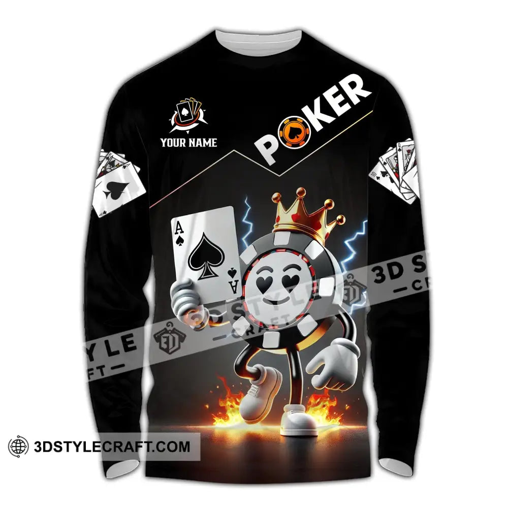 Unisex Shirt - Custom Text Poker Long Sleeve / S T-Shirt