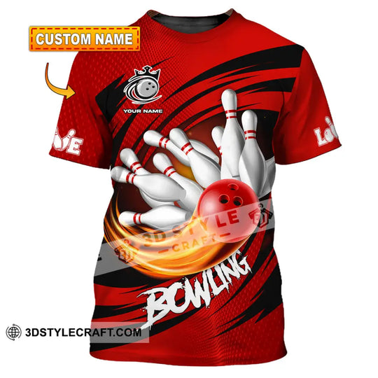 Unisex Shirt - Custom Text Red Ball Bowling Player Sport Shirt style option 1