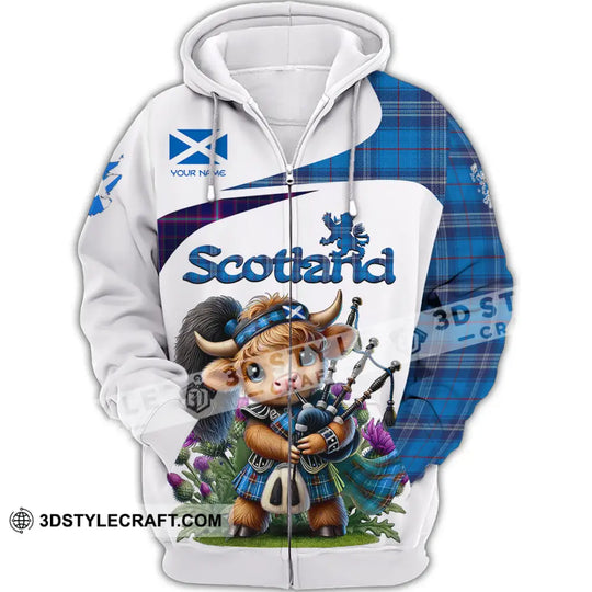 Unisex Shirt - Custom Text Shirt, Scotland, Highland Cow With Bagpipes Shirt style option 2