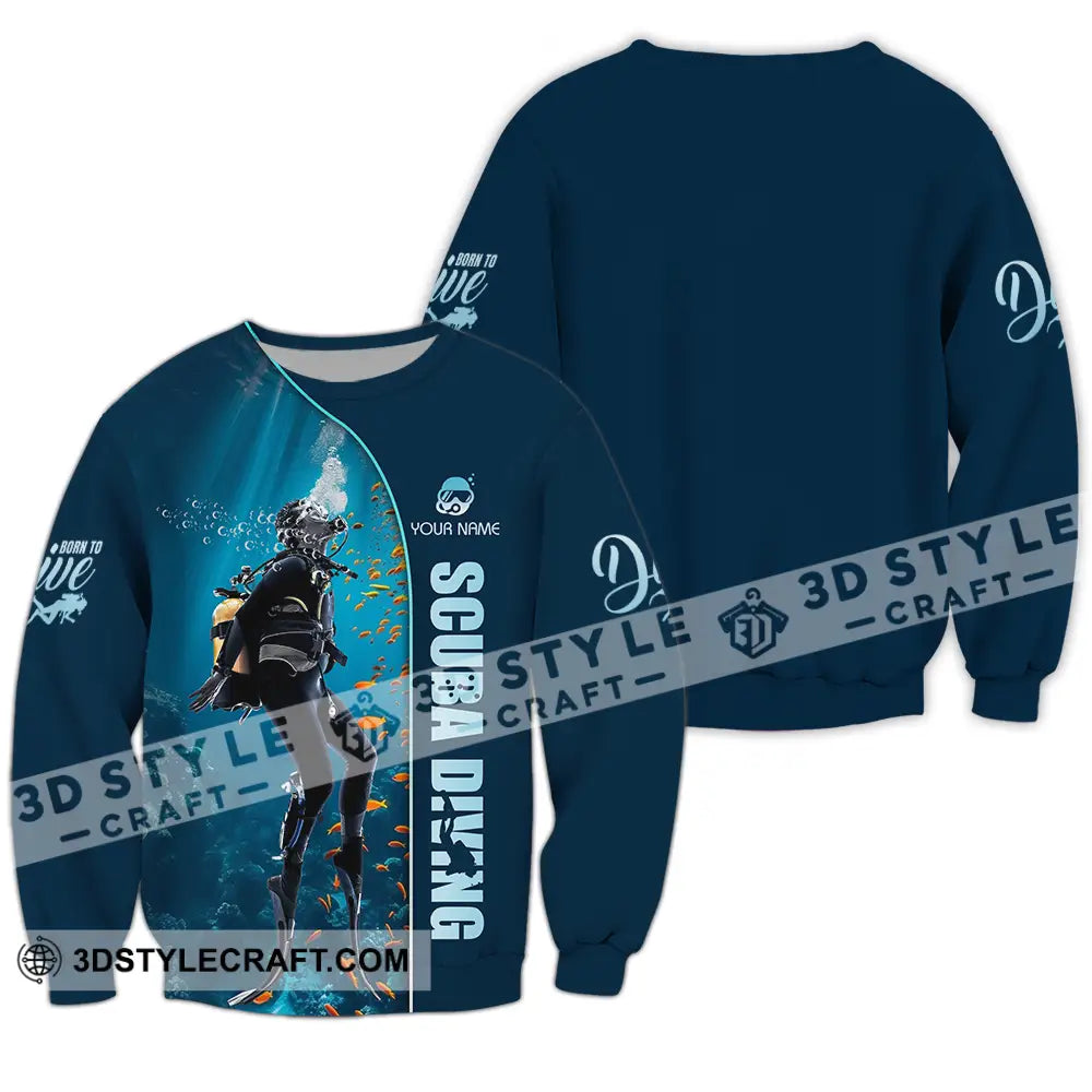 Unisex Shirt - Custom Text Scuba Diving Long Sleeve / S T-Shirt