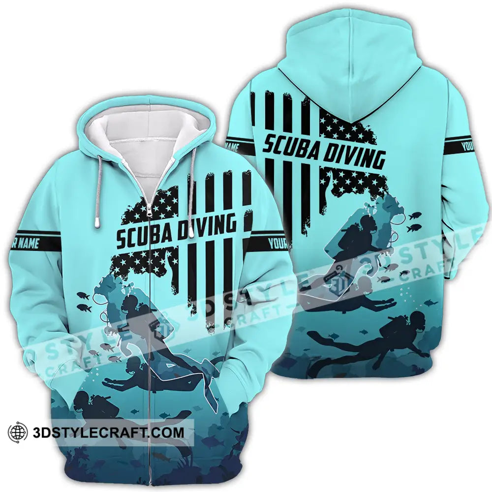 Unisex Shirt - Custom Text Scuba Diving Zipper Hoodie / S T-Shirt