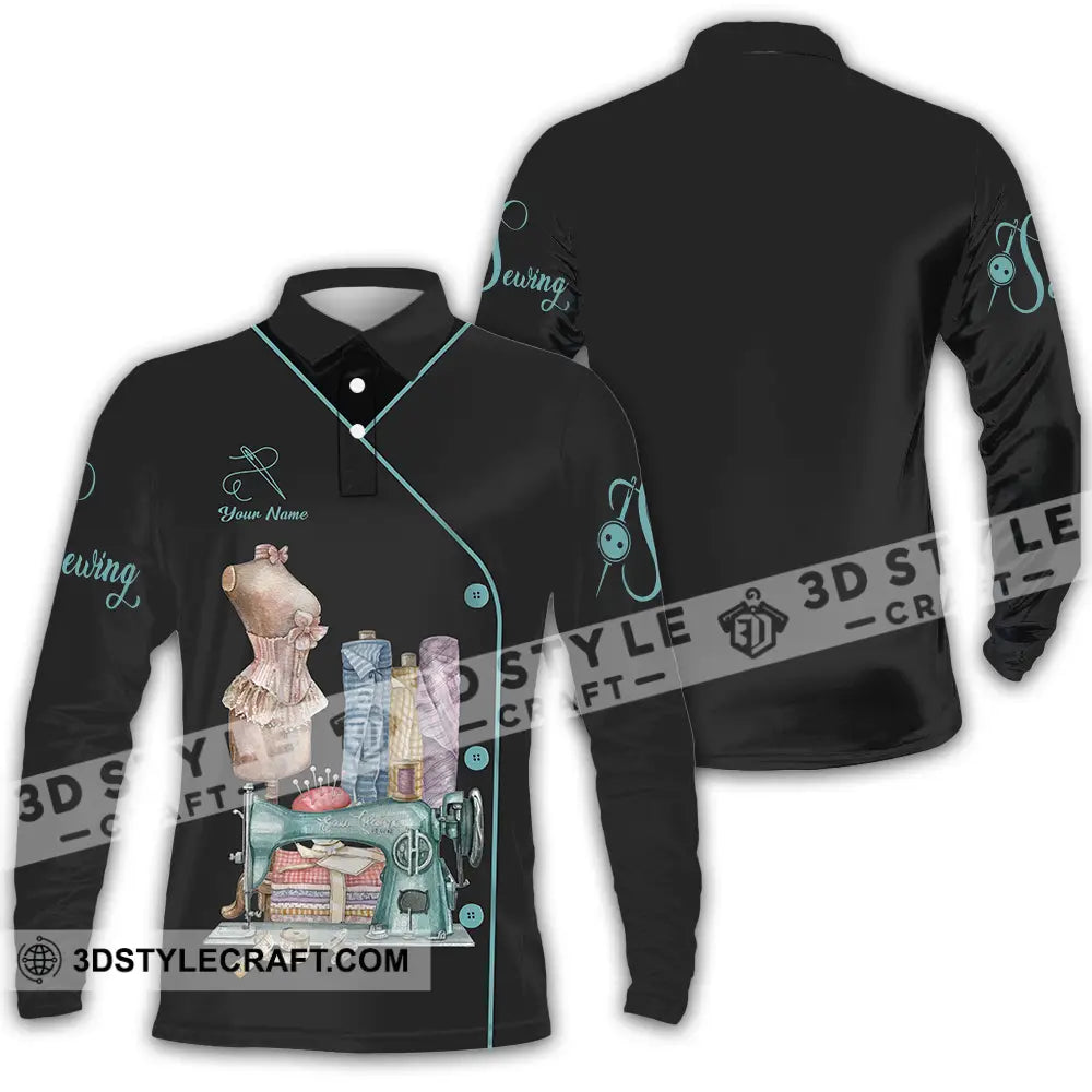 Unisex Shirt - Custom Text Shirt Sewing Shirt Long Sleeve Polo / S T-shirt