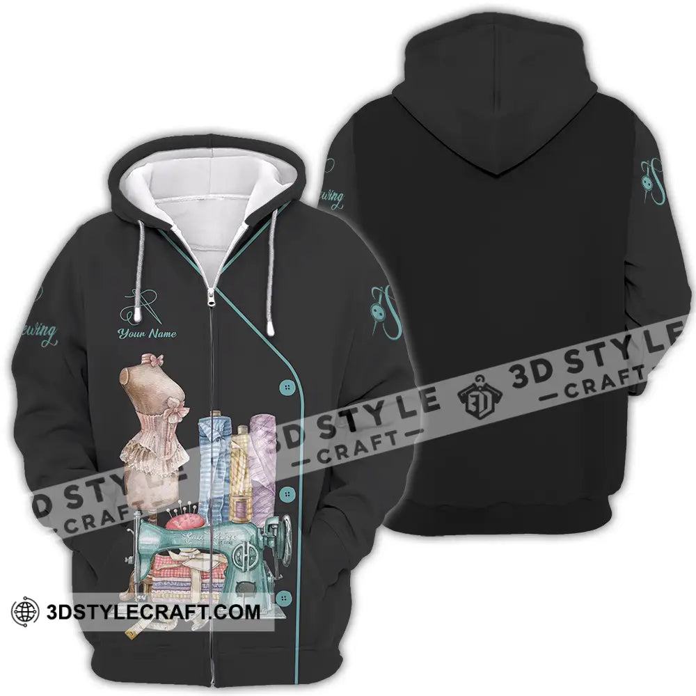 Unisex Shirt - Custom Text Shirt Sewing Shirt Zipper Hoodie / S T-shirt