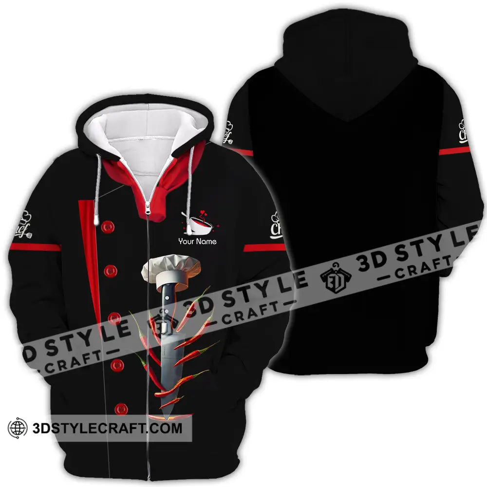 Unisex Shirt - Custom Text Shirt Spicy Chef Shirt Zipper Hoodie / S T-shirt