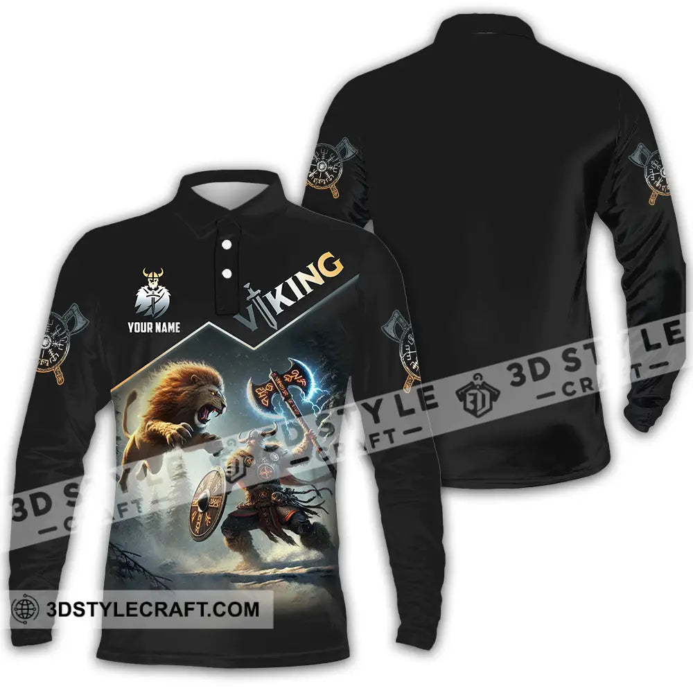 Unisex Shirt - Custom Text Viking Long Sleeve Polo / S T-Shirt