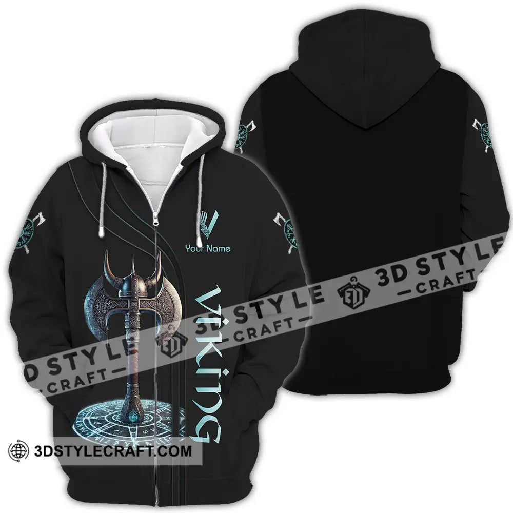 Unisex Shirt - Custom Text Viking Zipper Hoodie / S T-Shirt