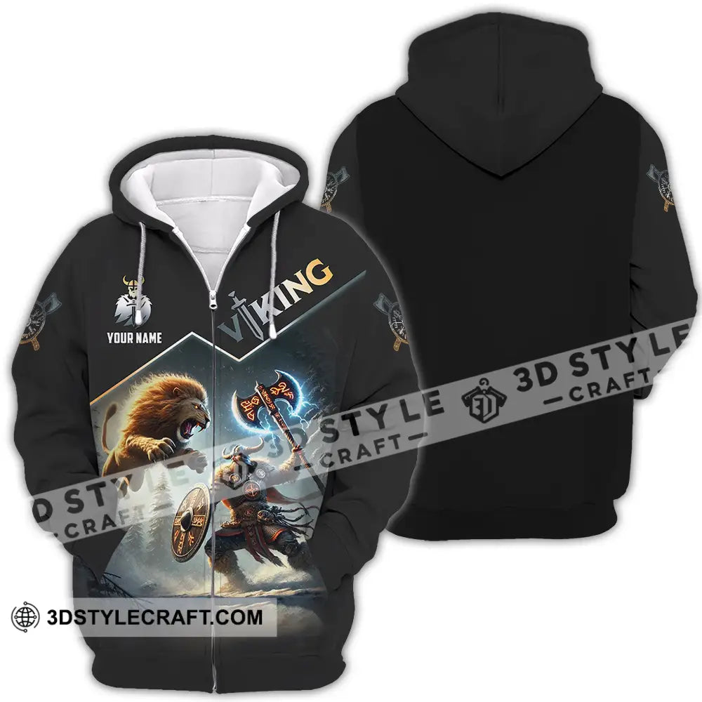 Unisex Shirt - Custom Text Viking Zipper Hoodie / S T-Shirt