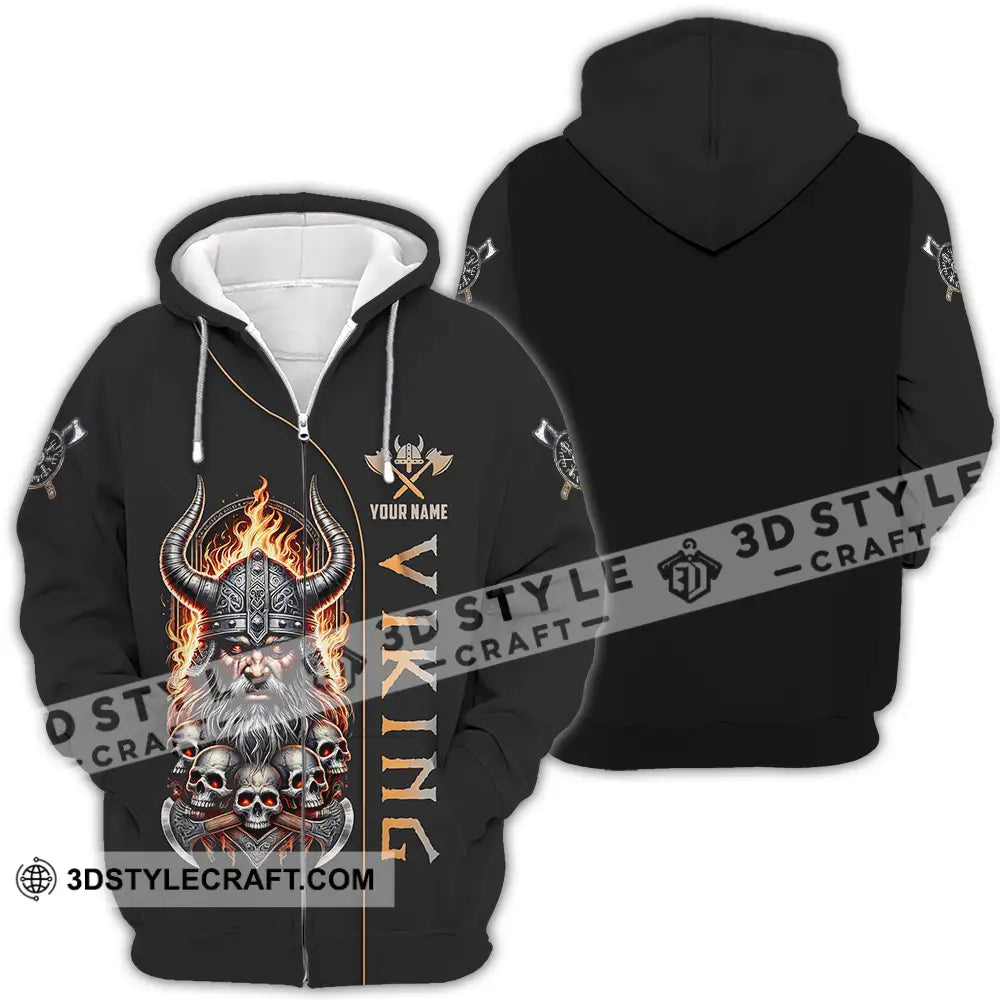 Unisex Shirt - Custom Text Viking Zipper Hoodie / S T-Shirt