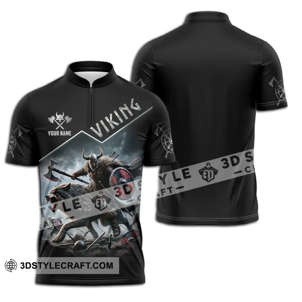 Unisex Shirt - Custom Text Viking Zipper Polo / S T-Shirt