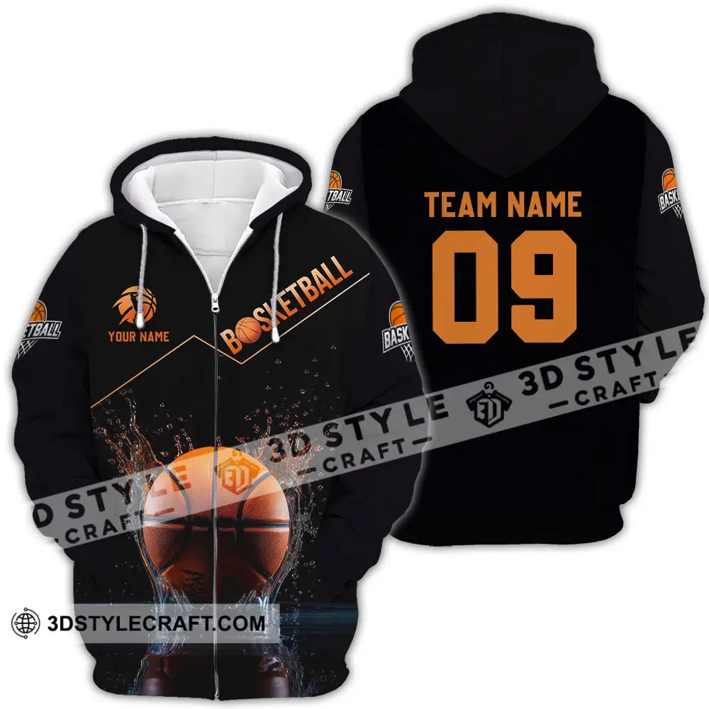 Unisex Shirt - Custom Texts Basketball Zipper Hoodie / S T-Shirt