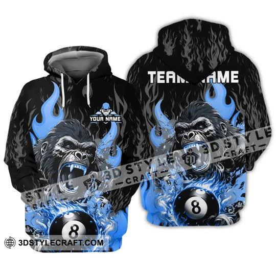 Unisex Shirt - Custom Texts Blue King Kong Billiard Player Sport Shirt style option 3