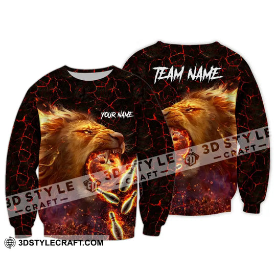 Unisex Shirt - Custom Texts Fire Lion Bowling Sport Shirt For Player style option 4