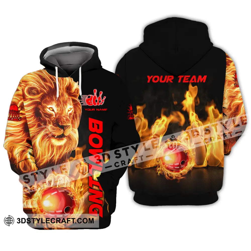 Unisex Shirt - Custom Texts Fire Lion Bowling Sport Hoodie / S T-Shirt