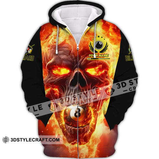 Unisex Shirt - Custom Texts Fire Skull Billiards No8 Sport Shirt style option 2