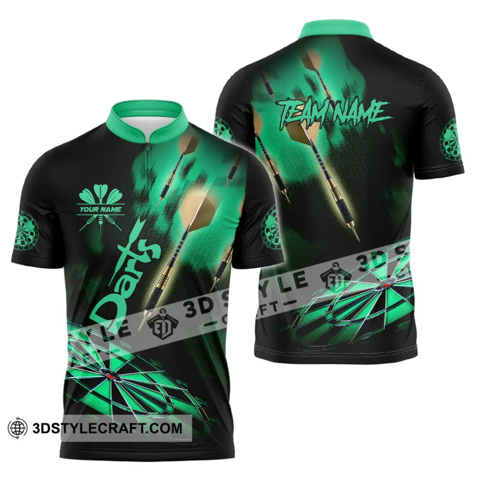 Unisex Shirt - Custom Texts Green Light Darts Sport Zipper Polo / S T-Shirt