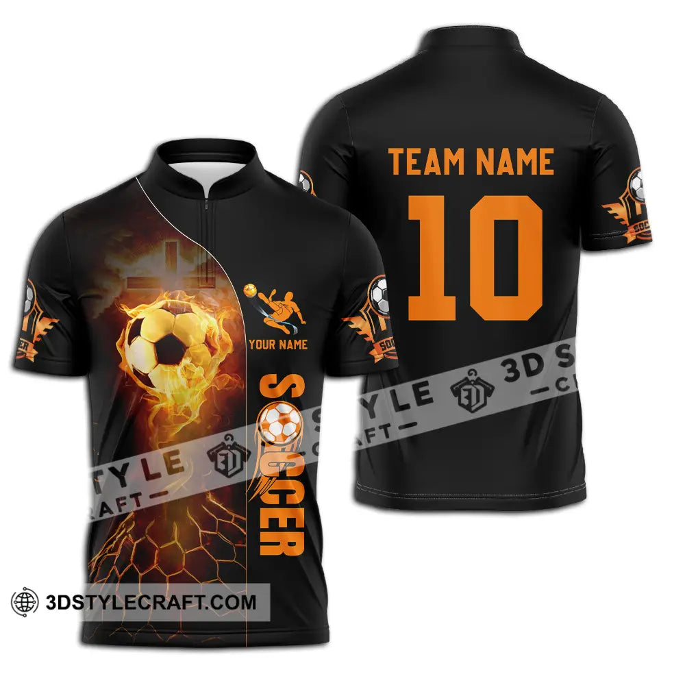 Unisex Shirt - Custom Texts Soccer Zipper Polo / S T-Shirt