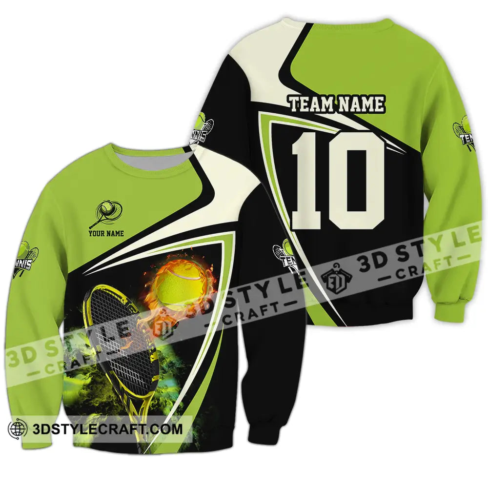 Unisex Shirt - Custom Texts Sport Fire Tennis Ball Long Sleeve / S T-Shirt