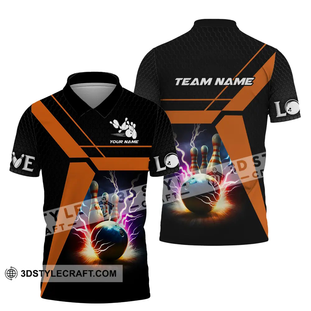 Unisex Shirt - Custom Texts Thunder Bowling Sport Polo / S T-Shirt