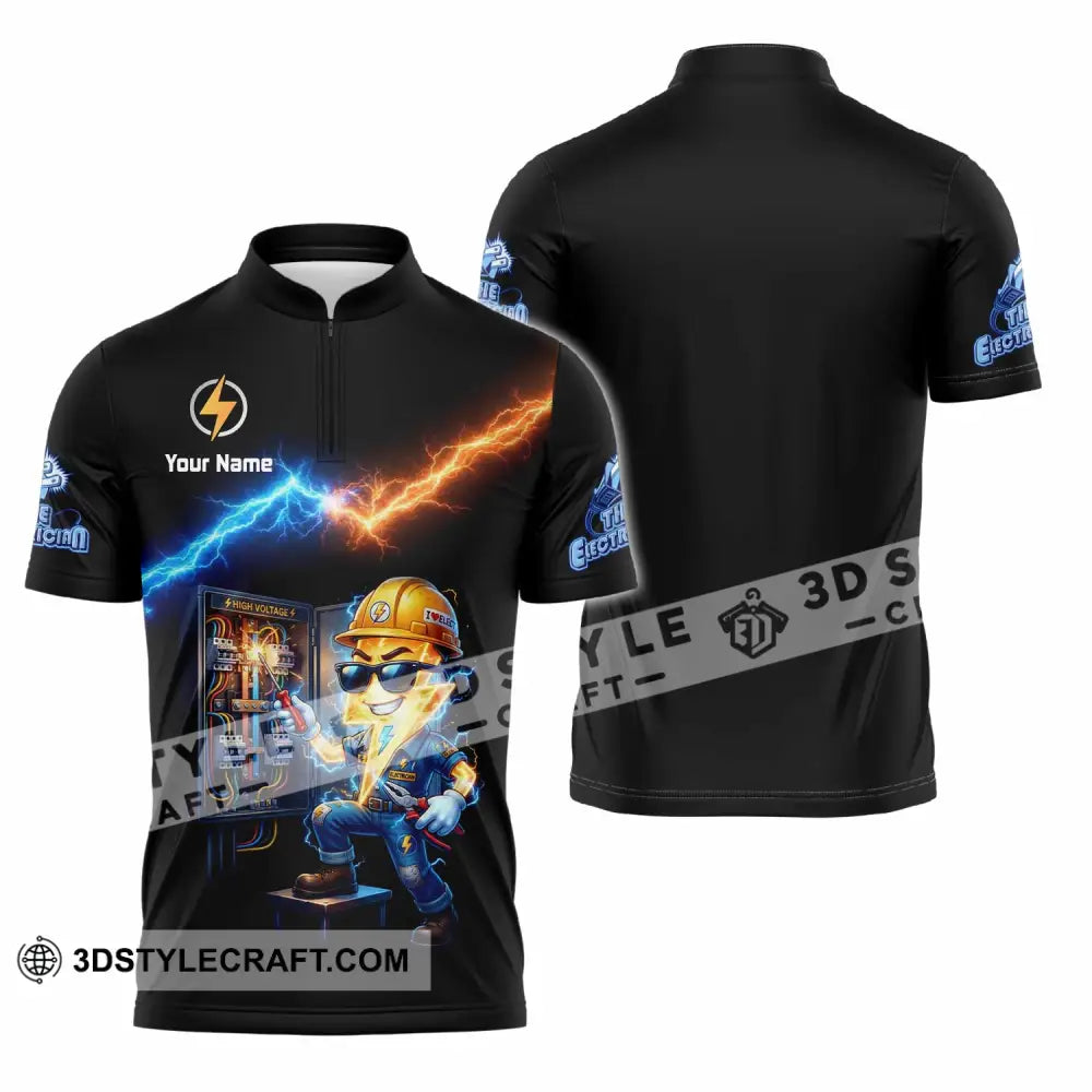 Unisex Shirt - Custom The Electrician Shirt - Zipper Polo Shirt / S - T-shirt