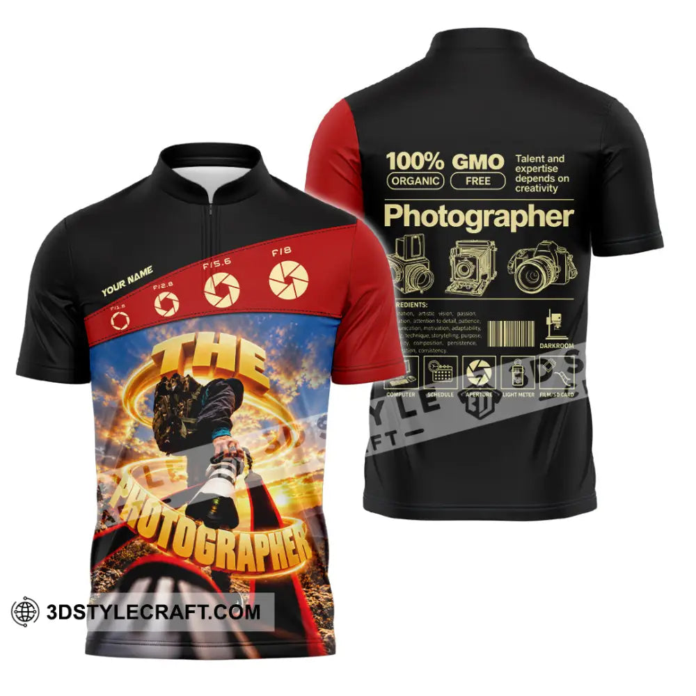 Unisex Shirt - Custom The Photographer Shirt - Zipper Polo Shirt / S - T-shirt