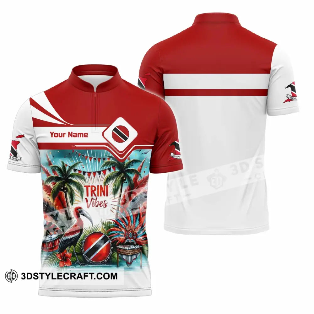 Unisex Shirt - Custom Trini Vibes Shirt - Zipper Polo Shirt / S - T-shirt