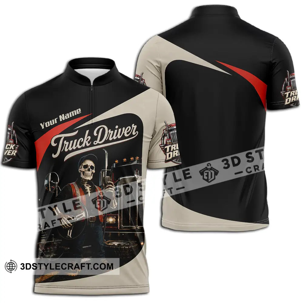 Unisex Shirt - Custom Truck Driver Shirt - Zipper Polo Shirt / S - T-shirt