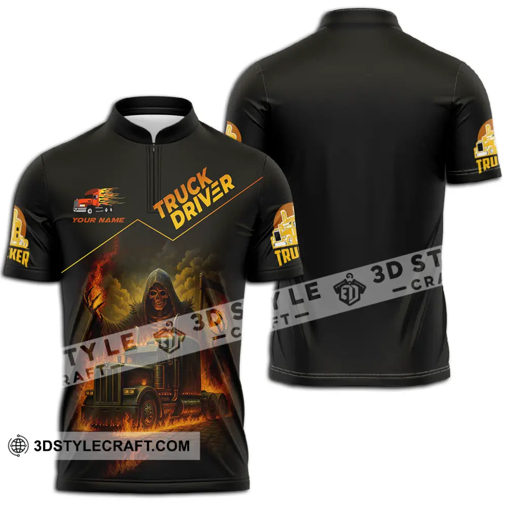 Unisex Shirt - Custom Truck Driver Shirt Zipper Polo Shirt / S T-shirt