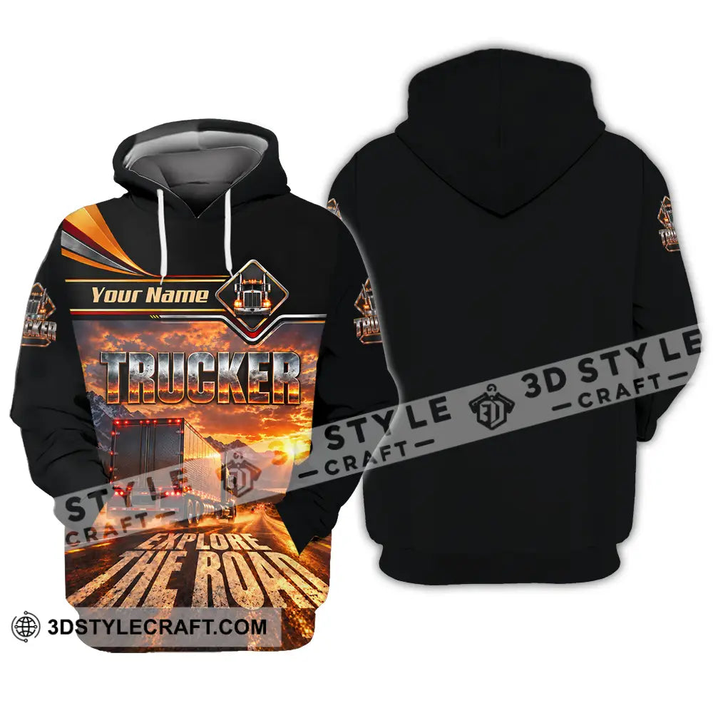 Unisex Shirt - Custom Trucker Explore The Road Shirt - Hoodie / S - T-shirt