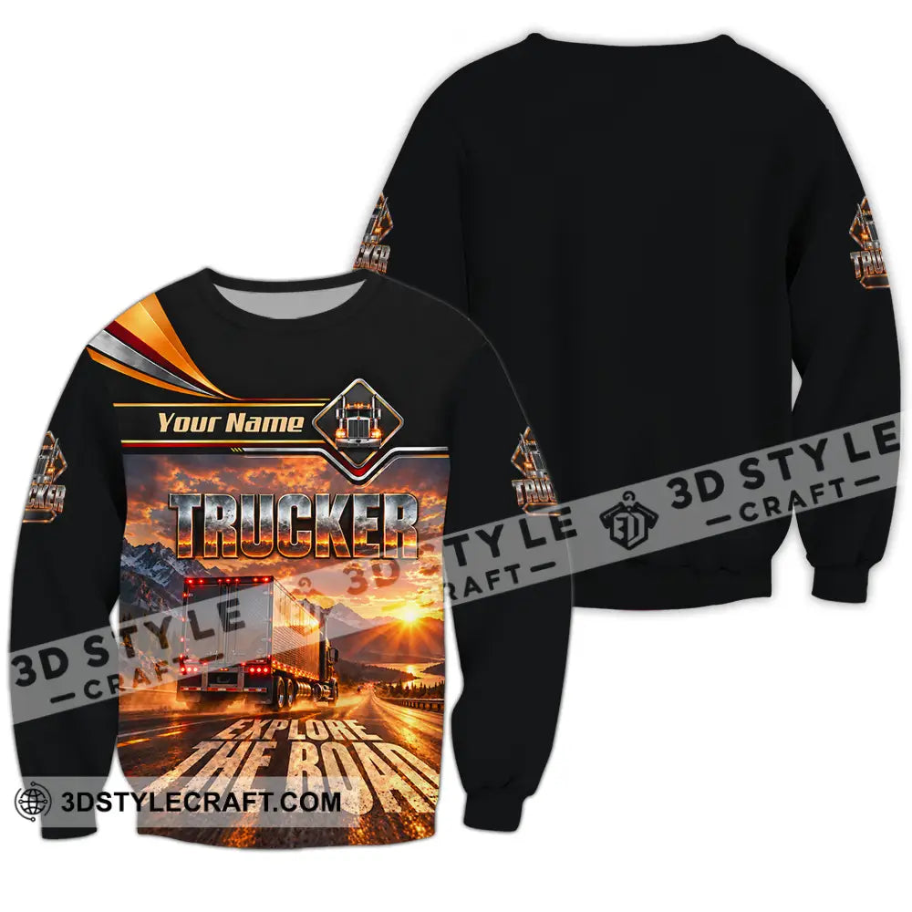 Unisex Shirt - Custom Trucker Explore The Road Shirt - Long Sleeve / S - T-shirt