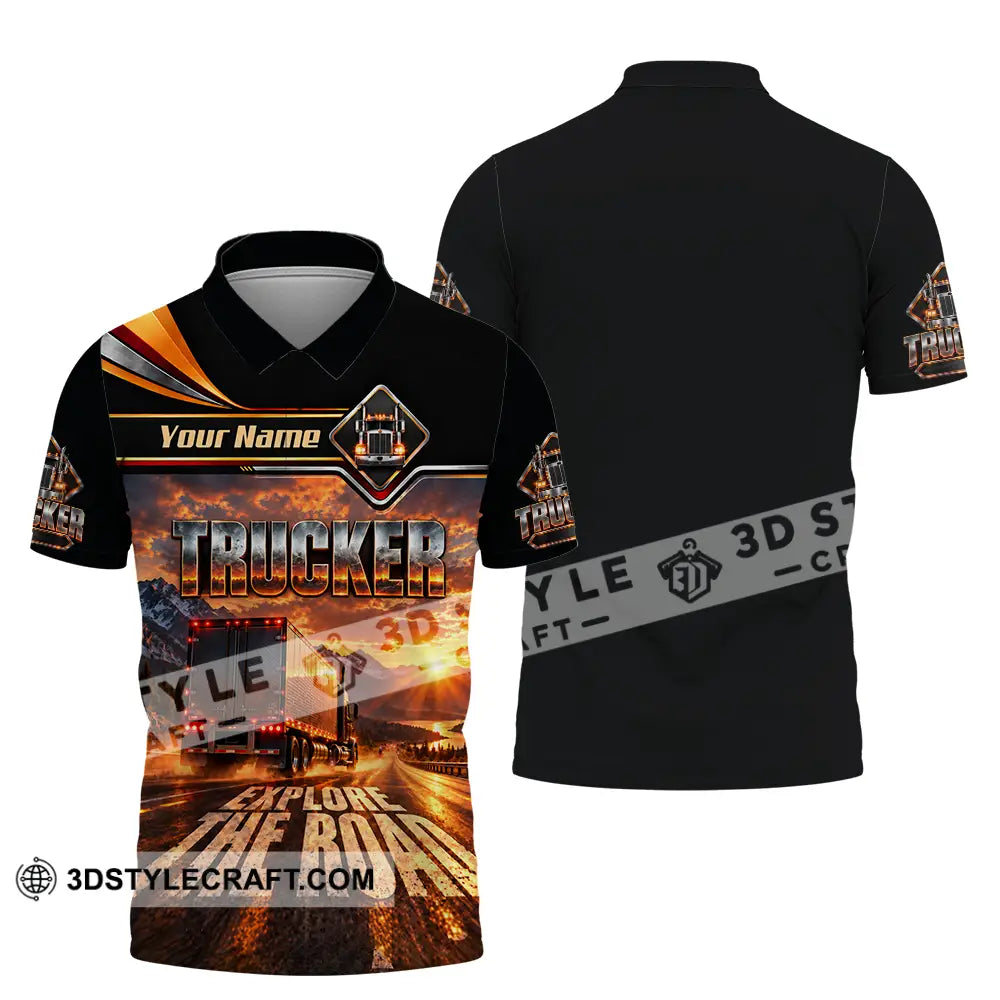 Unisex Shirt - Custom Trucker Explore The Road Shirt - Polo Shirt / S - T-shirt