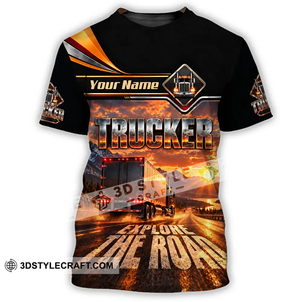 Unisex Shirt - Custom Trucker Explore The Road Shirt - T-Shirt / S - T-shirt