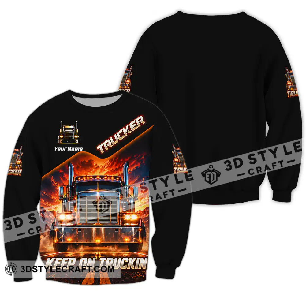 Unisex Shirt - Custom Trucker Keep On Trackin’ Shirt - Long Sleeve / S - T-shirt