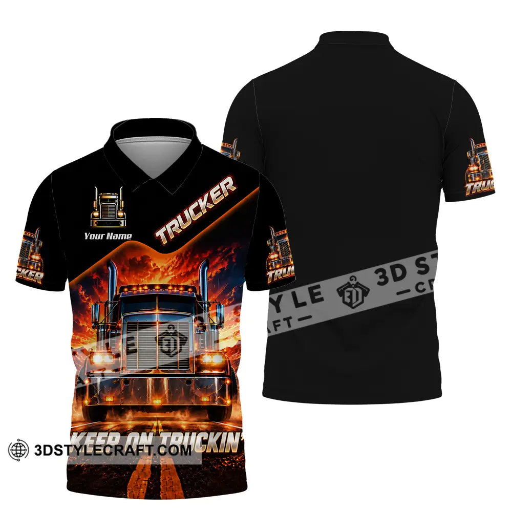 Unisex Shirt - Custom Trucker Keep On Trackin’ Shirt - Polo Shirt / S - T-shirt