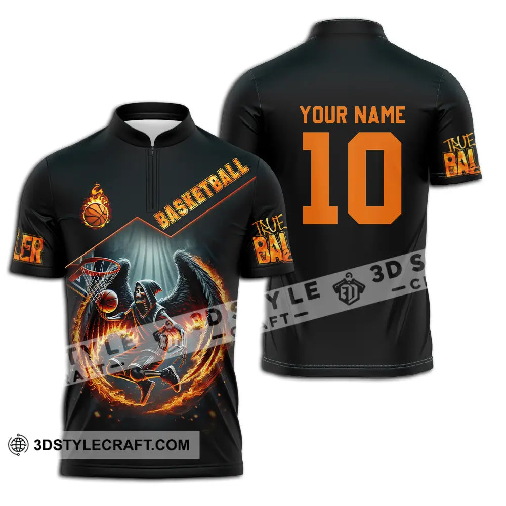 Unisex Shirt - Custom True Basketball Player Shirt Zipper Polo Shirt / S T-shirt