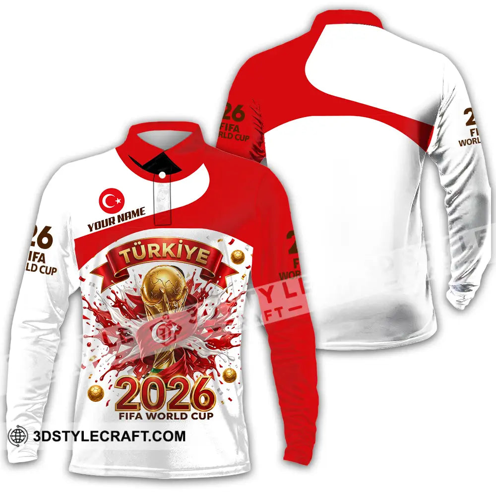 Unisex Shirt - Custom Türkiye World Cup 2026 3D Shirt - Long Sleeve Polo / S - T-shirt