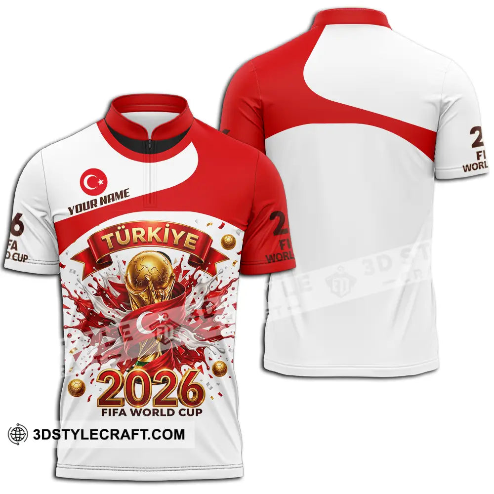 Unisex Shirt - Custom Türkiye World Cup 2026 3D Shirt - Zipper Polo Shirt / S - T-shirt