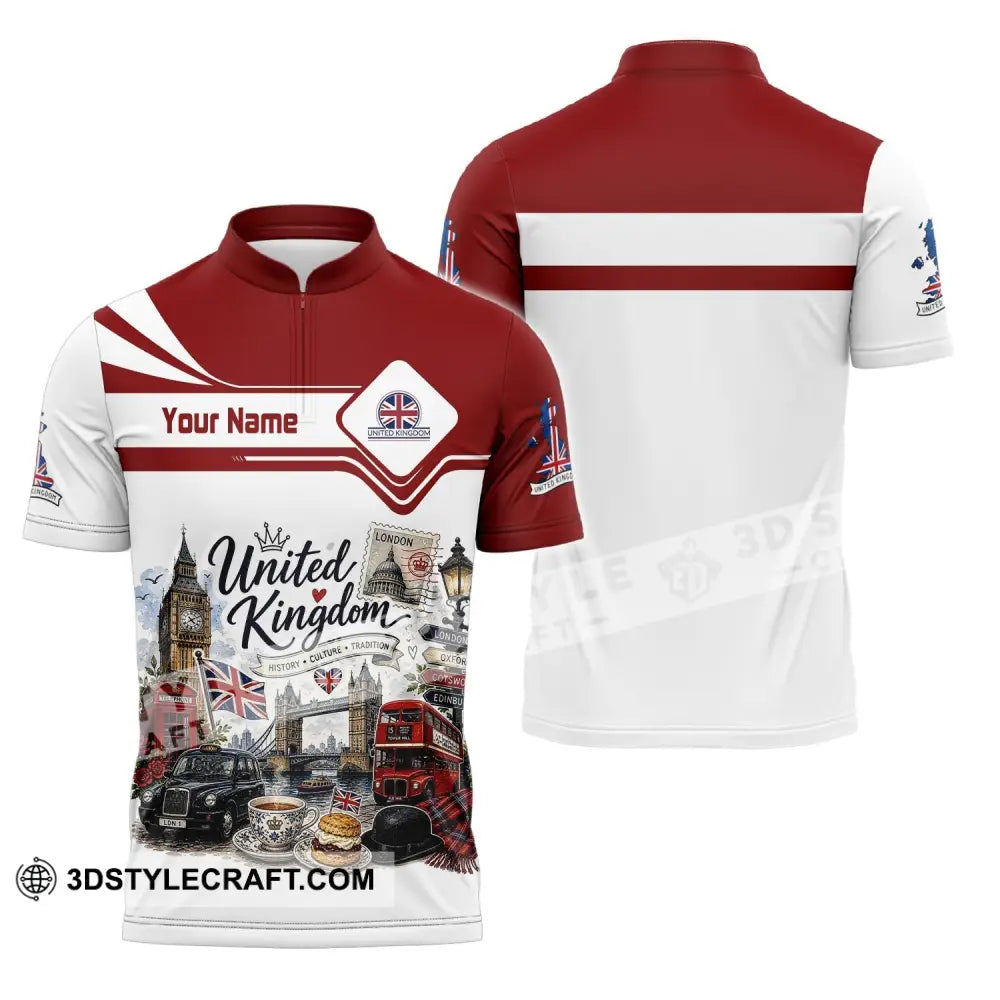 Unisex Shirt - Custom United Kingdom Shirt - Zipper Polo Shirt / S - T-shirt
