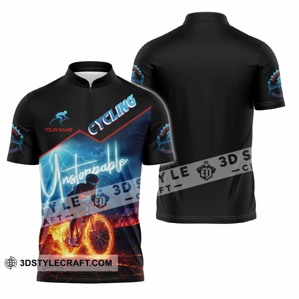 Unisex Shirt - Custom Unstoppable Cycling 3D Shirt Zipper Polo Shirt / S T-shirt