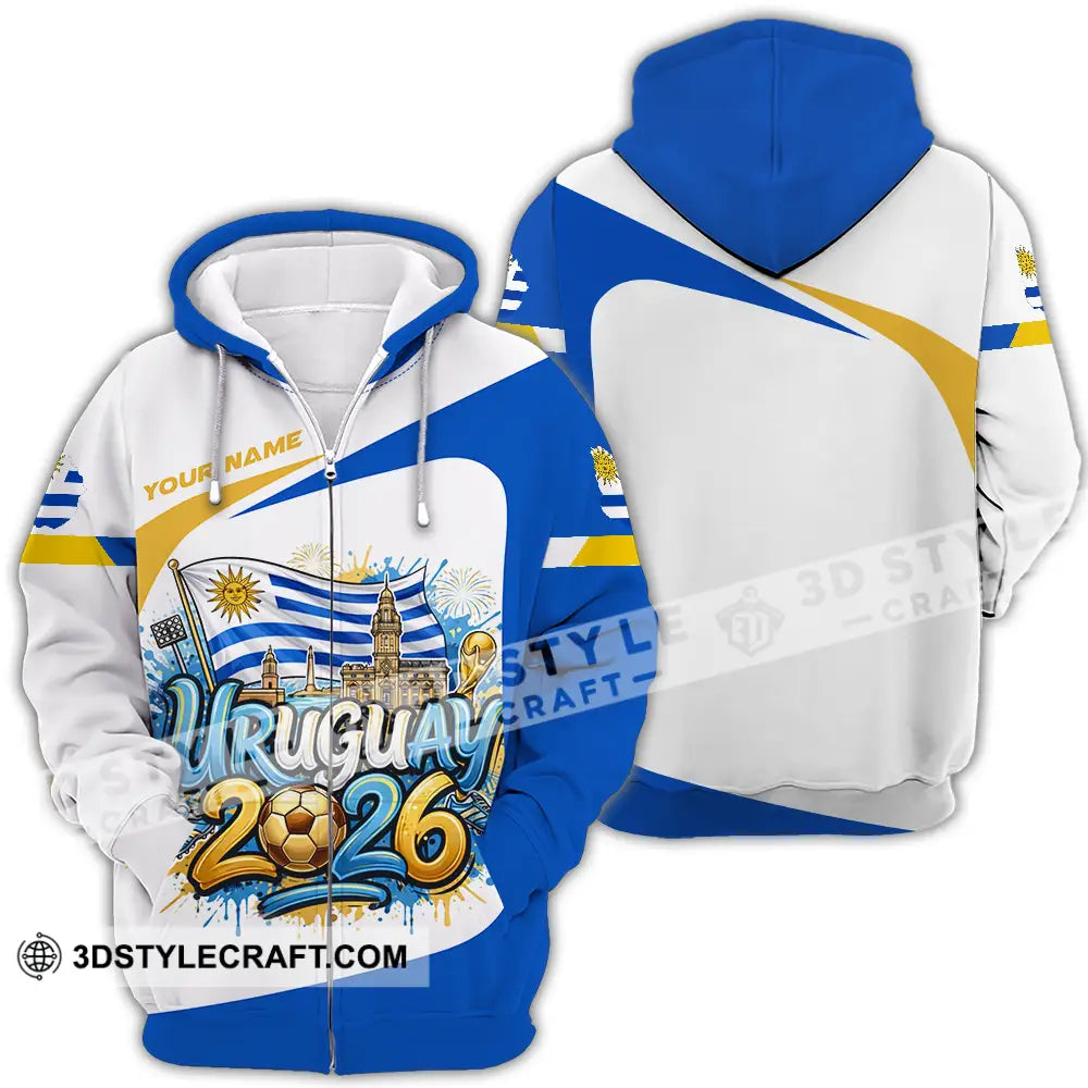 Unisex Shirt - Custom Uruguay World Cup 2026 3D Shirt Zipper Hoodie / S T-shirt